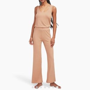 Naadam Movement Ribbed Lightweight Wide Leg Pants Camel size S